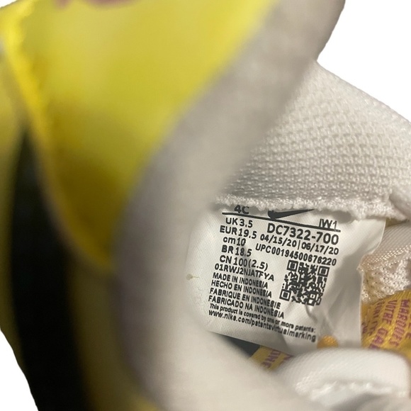 NWOT NIKE Air Force 1 Peace Love Basketball Athletic Shoe Toddler Size 4C Yellow - Picture 8 of 10